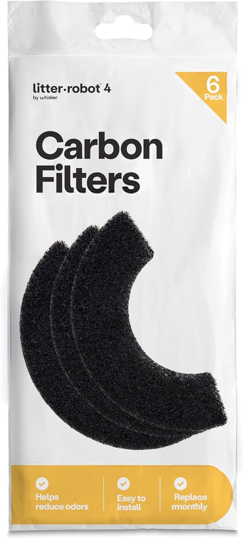 Litter-Robot 4 Carbon Filters by , 6 Pack, Custom Fit Carbon Filter Pads for Litter-Robot 4, Absorbs and Reduces Litter Box Odors for Cleaner Smelling Home | Custom Fit Carbon Filter Pads for Litter-Robot 4, Absorbs and Reduces Litter Box Odors for Cleaner Smelling Home