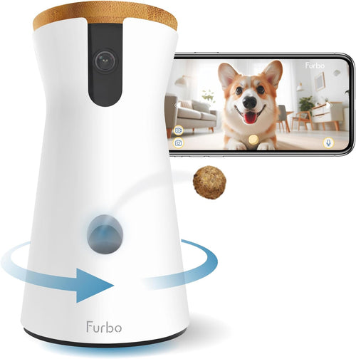 360° Dog Camera [No Monthly Fee] | 360° Rotating Live View, Barking Alerts, Treat Toss, 2-Way Audio, Night Vision, Smart Home Puppy Monitoring, No AI Alerts