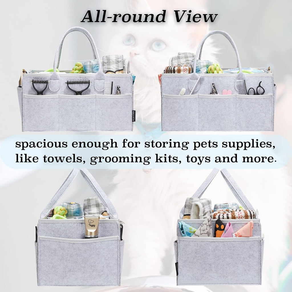 Pet Grooming Tote, Dog Grooming Supplies Organizer, Travel Outdoor (Bag ONLY) (Sliver Grey)