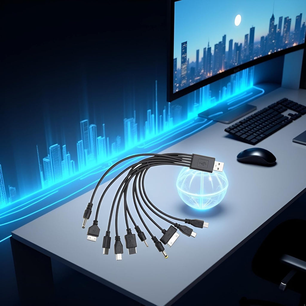 10 in 1 USB Cables - 20Cm/7.87In Universal USB to Multi Plug Cell Phone Charger for Smartphones