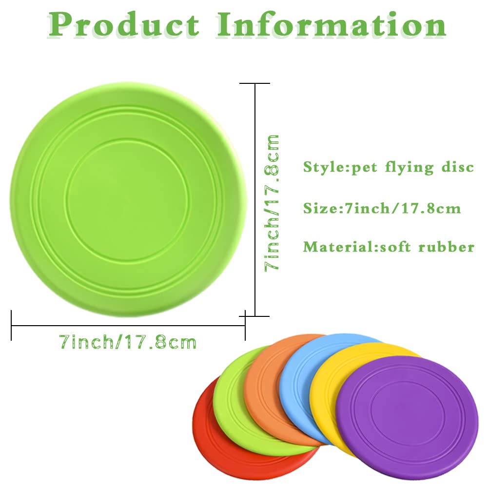 Bvrbaory 6 Pack Dog Flying Discs - Interactive, Soft Floating Saucer for Small, Medium Dogs - Safe on Teeth