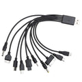 10 in 1 USB Cables - 20Cm/7.87In Universal USB to Multi Plug Cell Phone Charger for Smartphones