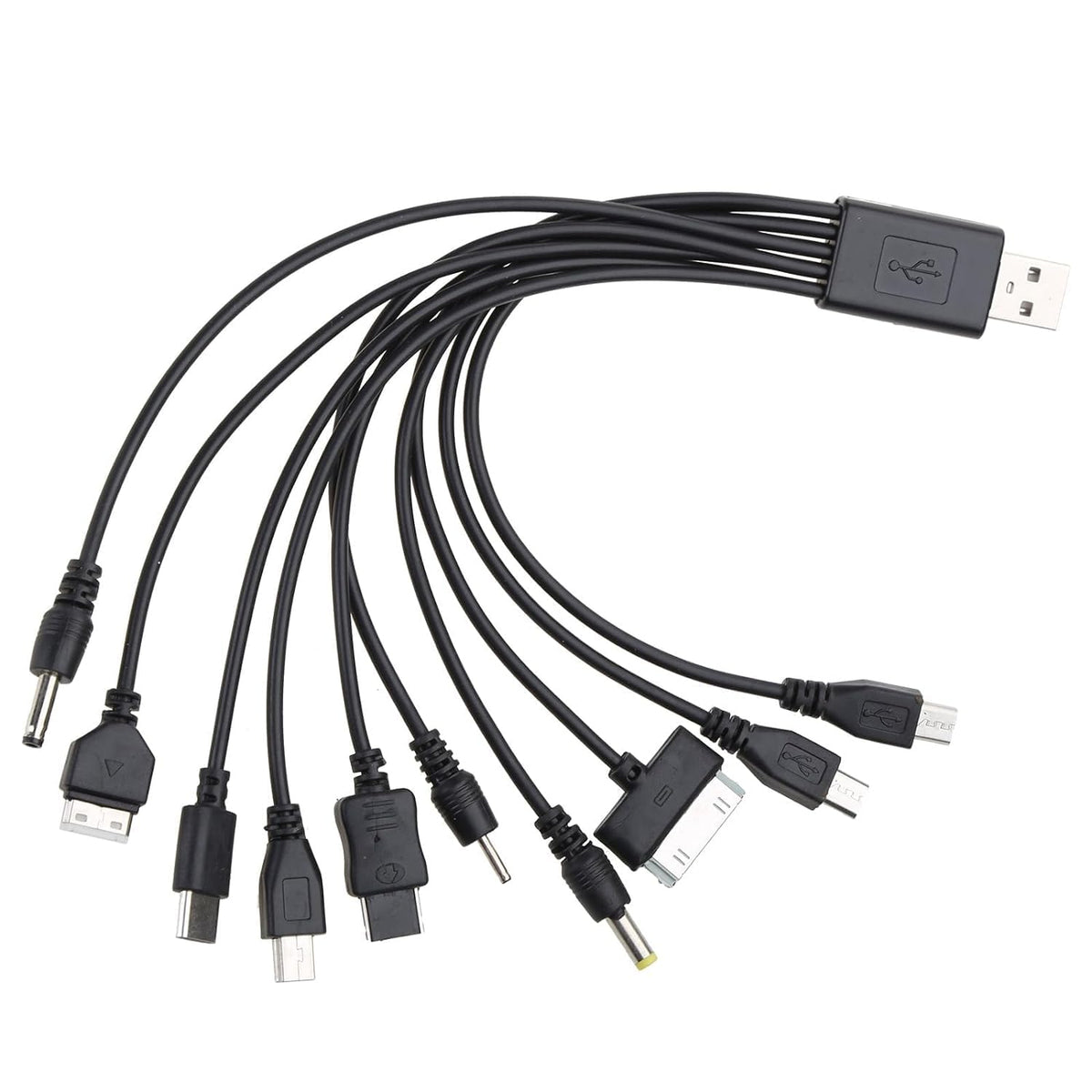 10 in 1 USB Cables - 20Cm/7.87In Universal USB to Multi Plug Cell Phone Charger for Smartphones