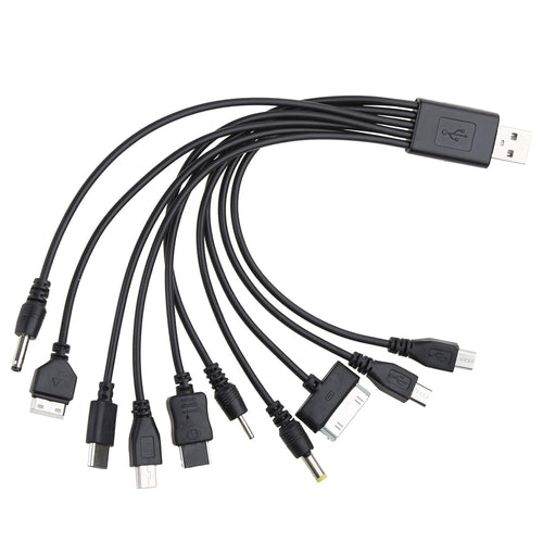 10 in 1 USB Cables - 20Cm/7.87In Universal USB to Multi Plug Cell Phone Charger for Smartphones