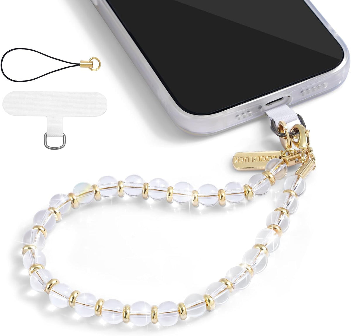 Beaded Phone Wrist Strap, Detachable Lanyard Charm with Tether Tab for Cellphone Case