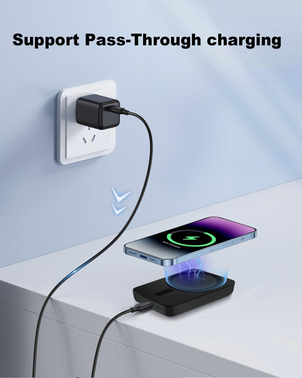 Miady Magnetic Portable Charger Power Bank for iPhone 5000mAh