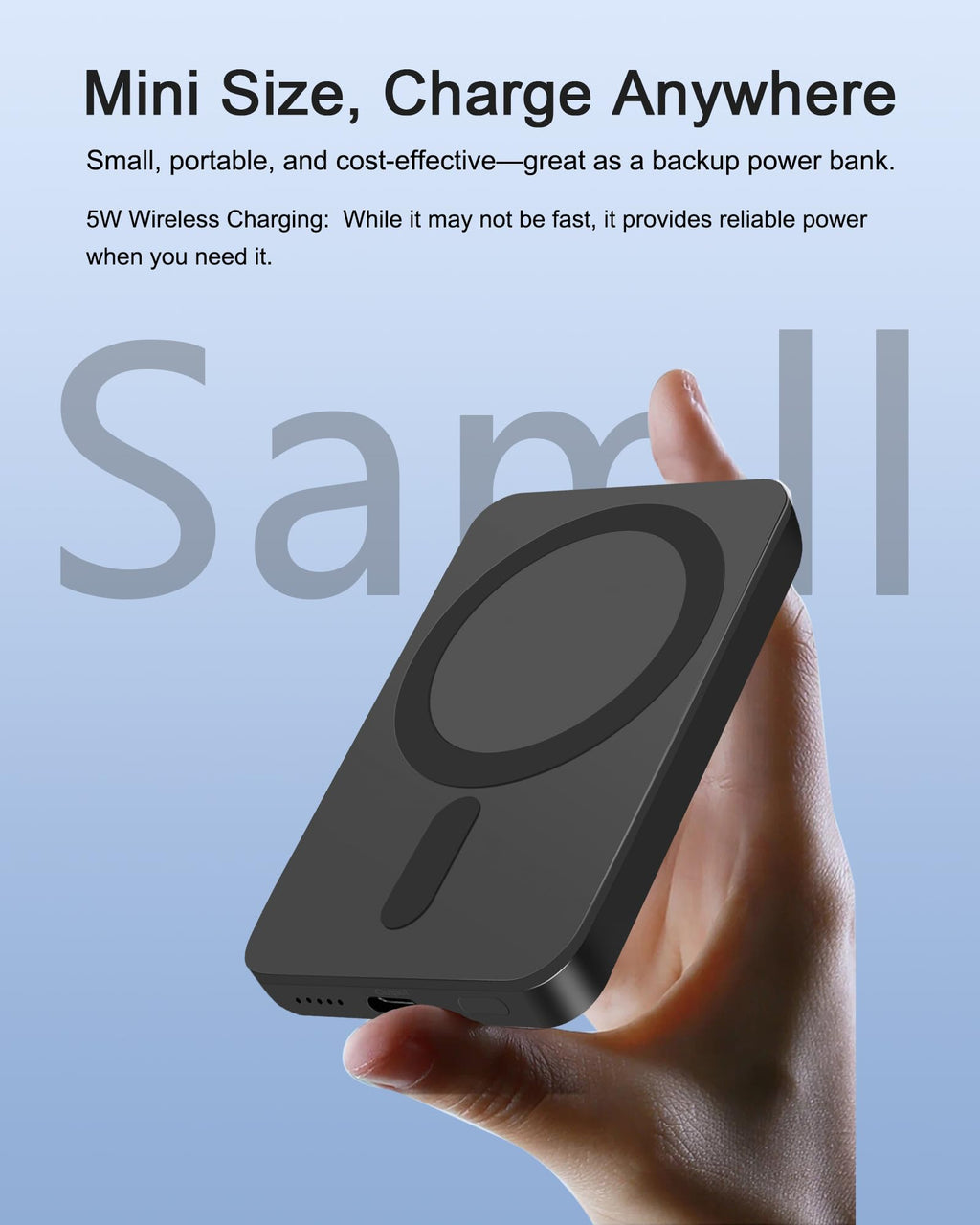 Miady Magnetic Portable Charger Power Bank for iPhone 5000mAh