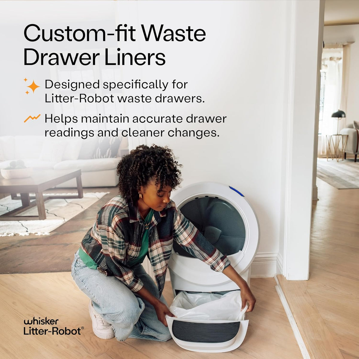 Litter-Robot Waste Drawer Liners, 25 Pack | Litter Box Liners, Custom Fit for Litter-Robot, 9-11 Gallons of Capacity, Quick to Install and Easy to Empty
