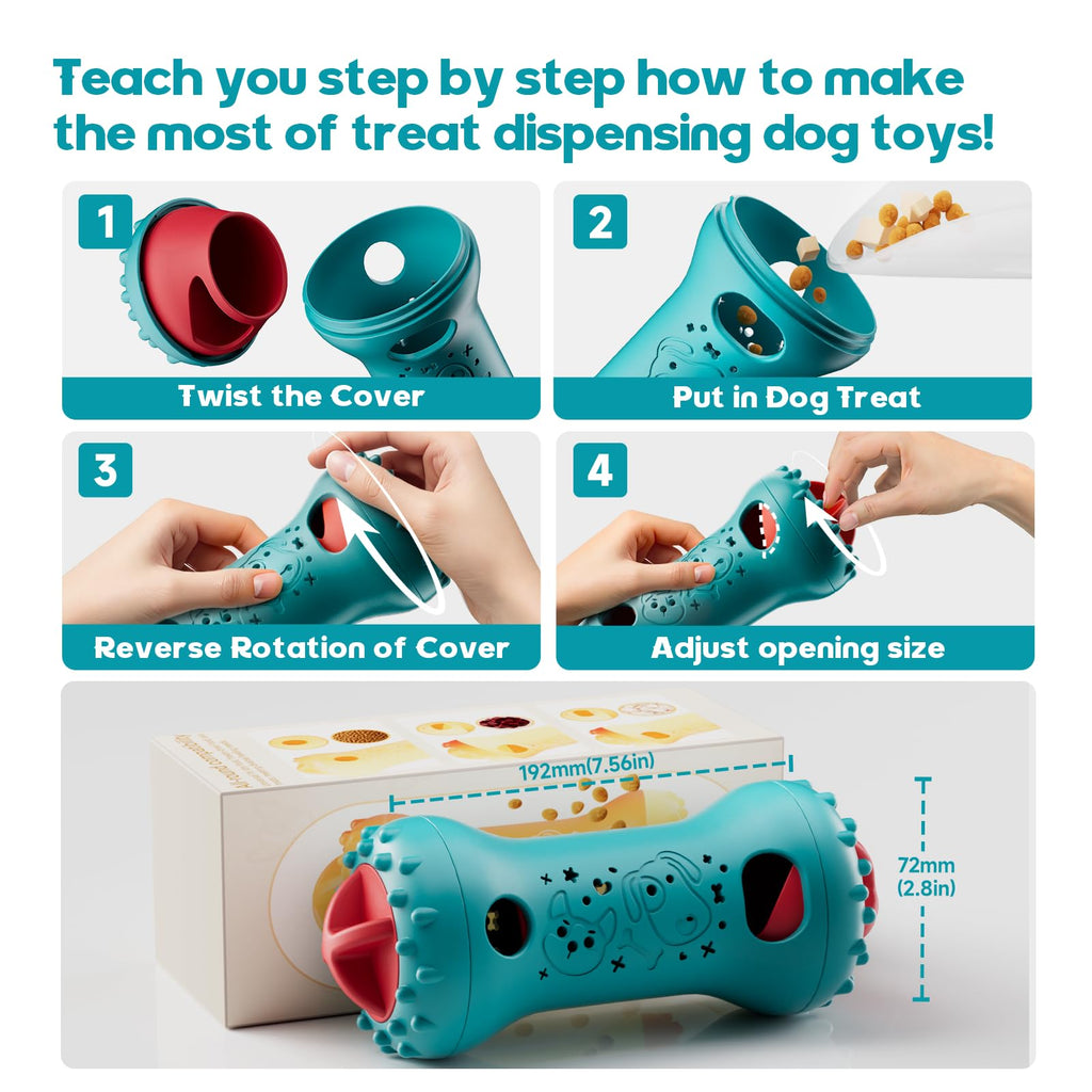 Interactive Dog Toys,Adjustable Treat Dispensing Toy to Keep Them Busy
