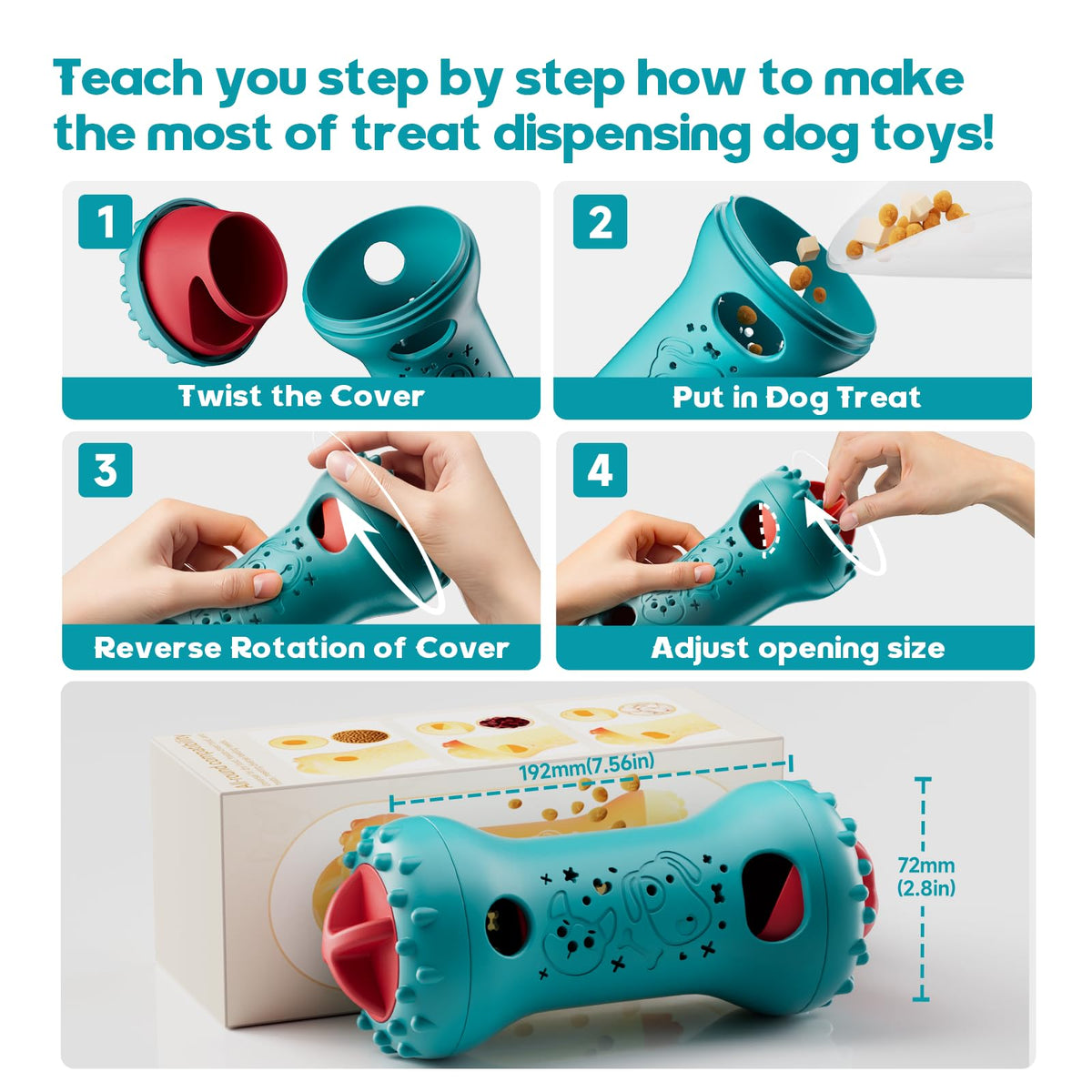 Interactive Dog Toys,Adjustable Treat Dispensing Toy to Keep Them Busy
