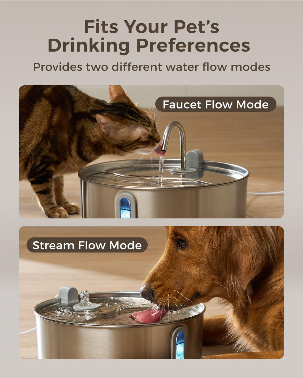 Smartoo 7L/236oz Stainless Steel Dog Water Fountain for Large Dogs