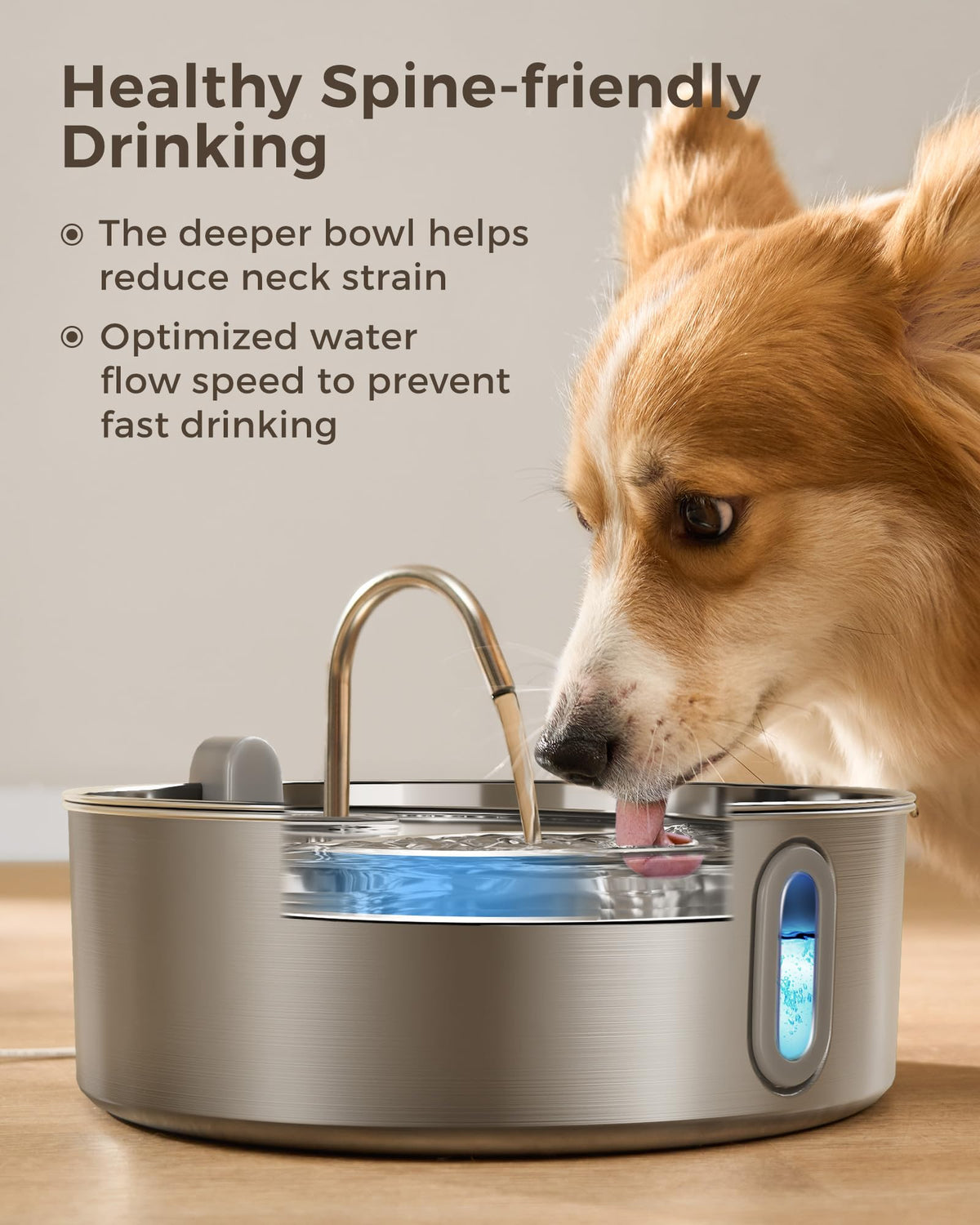 Smartoo 7L/236oz Stainless Steel Dog Water Fountain for Large Dogs
