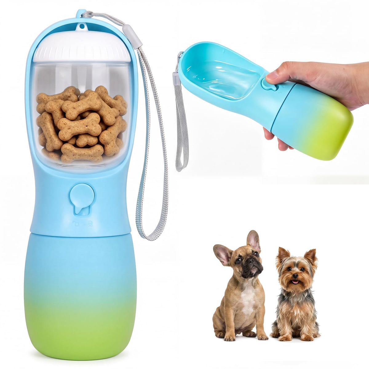 Dog Water Bottle Puppy Essentials, Portable Filtered Dispenser with Travel Dog Food Storage Container, Pet Supplies Gifts Stocking Stuffer Treat Pouches for Pet Training Outdoor Walking Hiking Camping