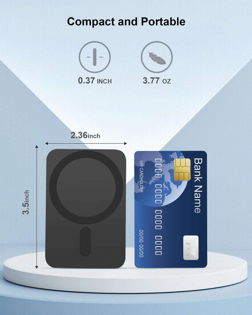 Miady Magnetic Portable Charger Power Bank for iPhone 5000mAh