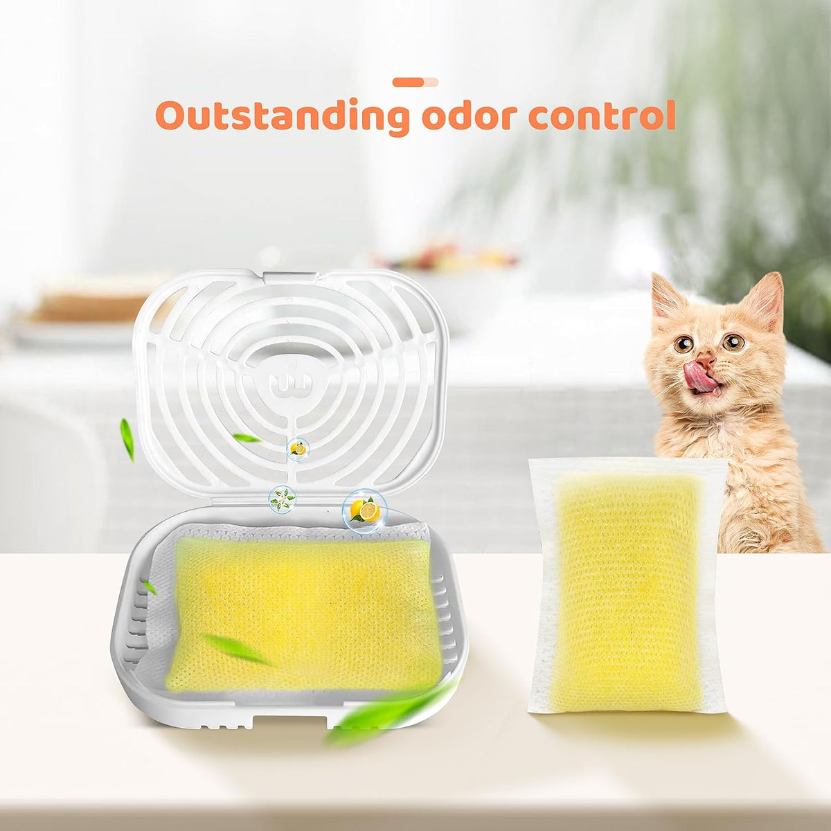 12 Packs Cat Litter Deodorizer Compatible with Whisker Odortrap Pod, Odor Remover Refills for Litter-Robot 4 Filter Pocket and Litter-Robot 3 Waste Drawer