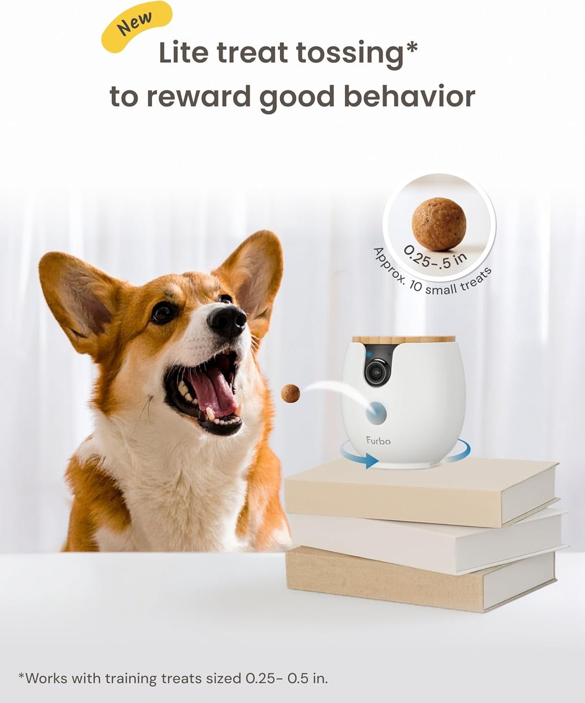 Mini 360° Pet Camera [No Monthly Fee] | Clear 2K QHD Video, 360° Rotating View, Barking/Meowing Alerts, 2-Way Audio, Color Night Vision, Pet Monitoring, No AI Alerts