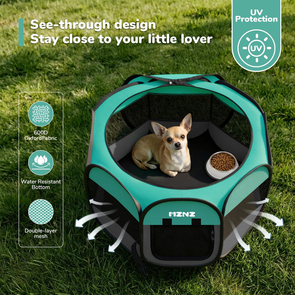 MZNZ Dog Cat Pet Playpen Puppy Crate Cage Indoor Outdoor, Small, Blue