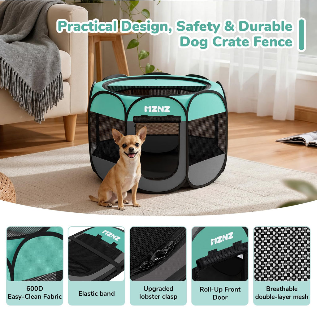 MZNZ Dog Cat Pet Playpen Puppy Crate Cage Indoor Outdoor, Small, Blue
