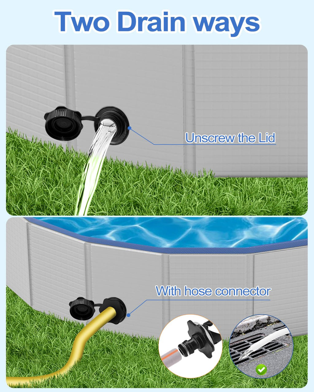 Dog Pool for Large Dogs, Foldable Plastic Pool for Dogs Slip-Resistant (XL - 63'' x 12'')