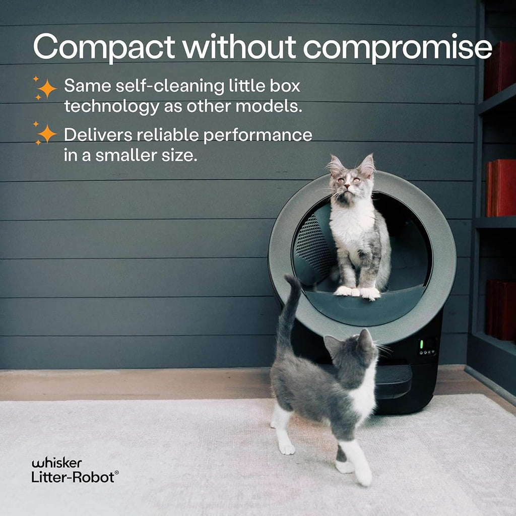 Litter-Robot EVO by , Black - Automatic Self-Cleaning Cat Litter Box, Compact Space-Saving Design, Advanced Odor Control, Works with Any Clumping Litter, care 1-Year Warranty | Automatic Self-Cleaning Cat Litter Box, Compact Space-Saving Design, Advanced Odor Control, Works with Any Clumping Litter