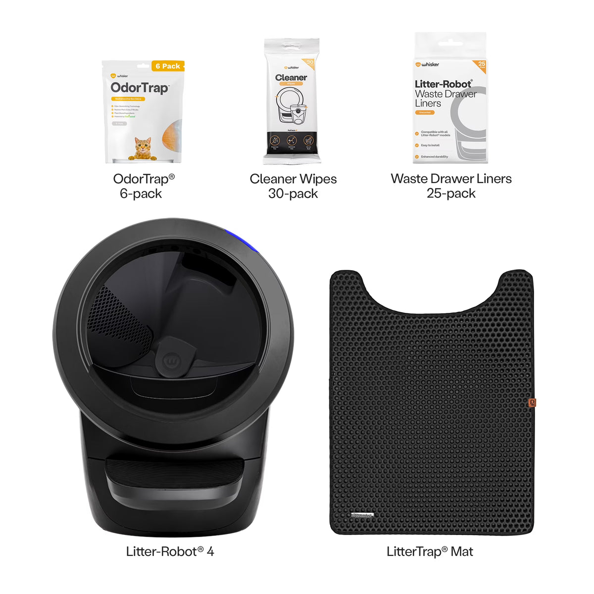 Litter-Robot 4 Core Bundle, Self-Cleaning Cat Litter Box with Accessories, Black