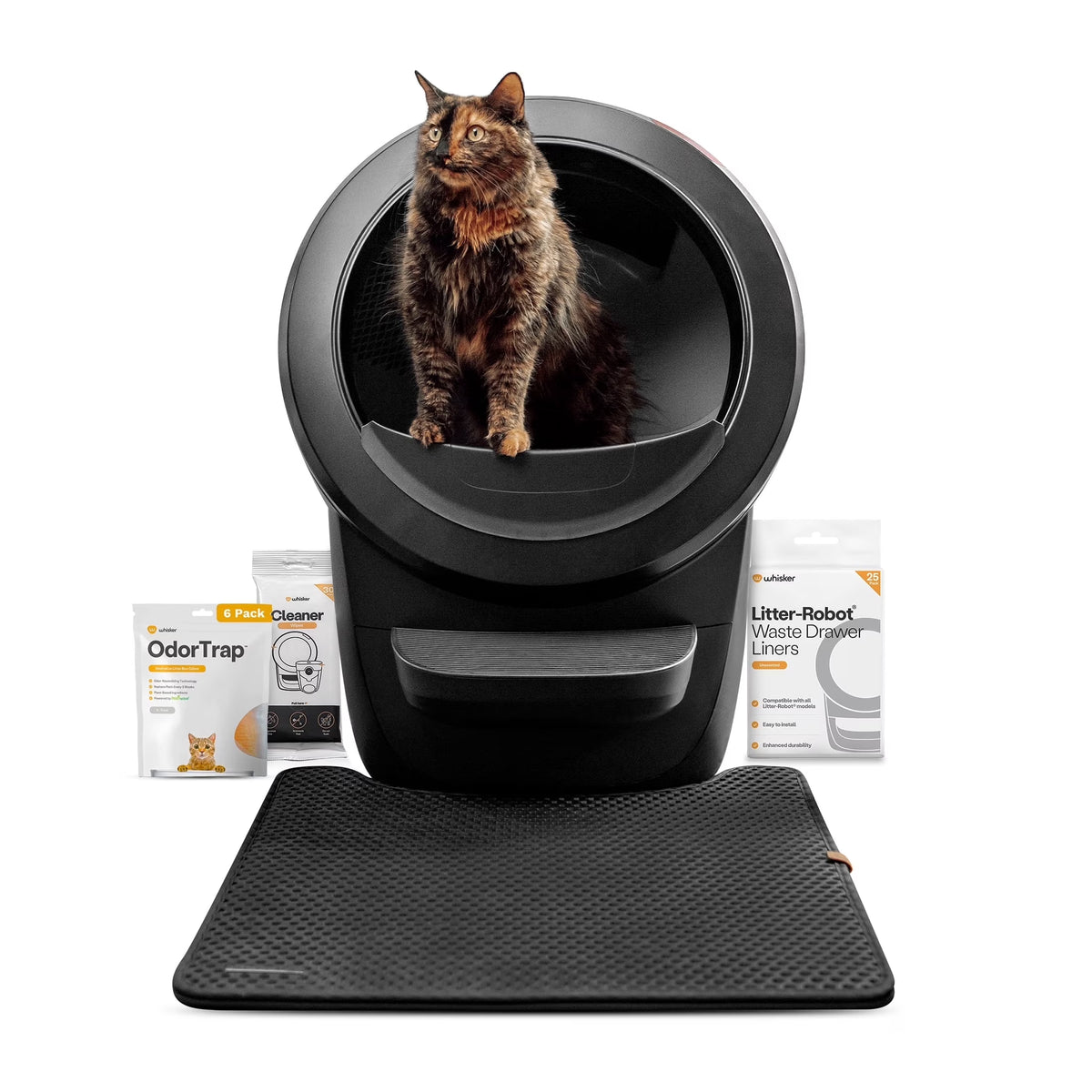 Litter-Robot 4 Core Bundle, Self-Cleaning Cat Litter Box with Accessories, Black