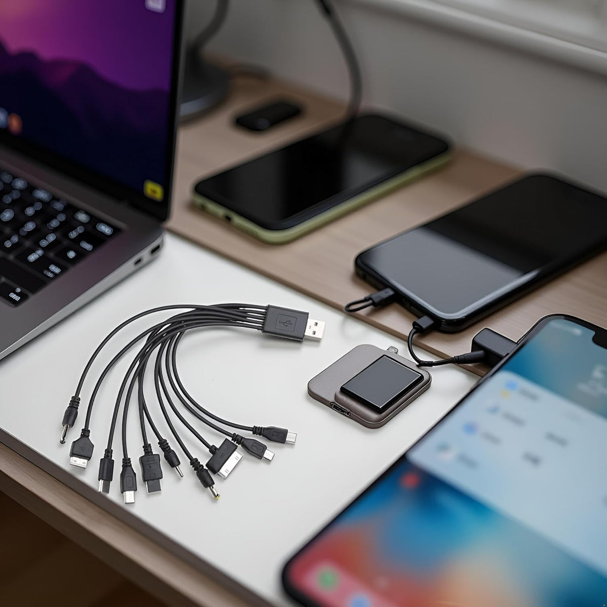 10 in 1 USB Cables - 20Cm/7.87In Universal USB to Multi Plug Cell Phone Charger for Smartphones