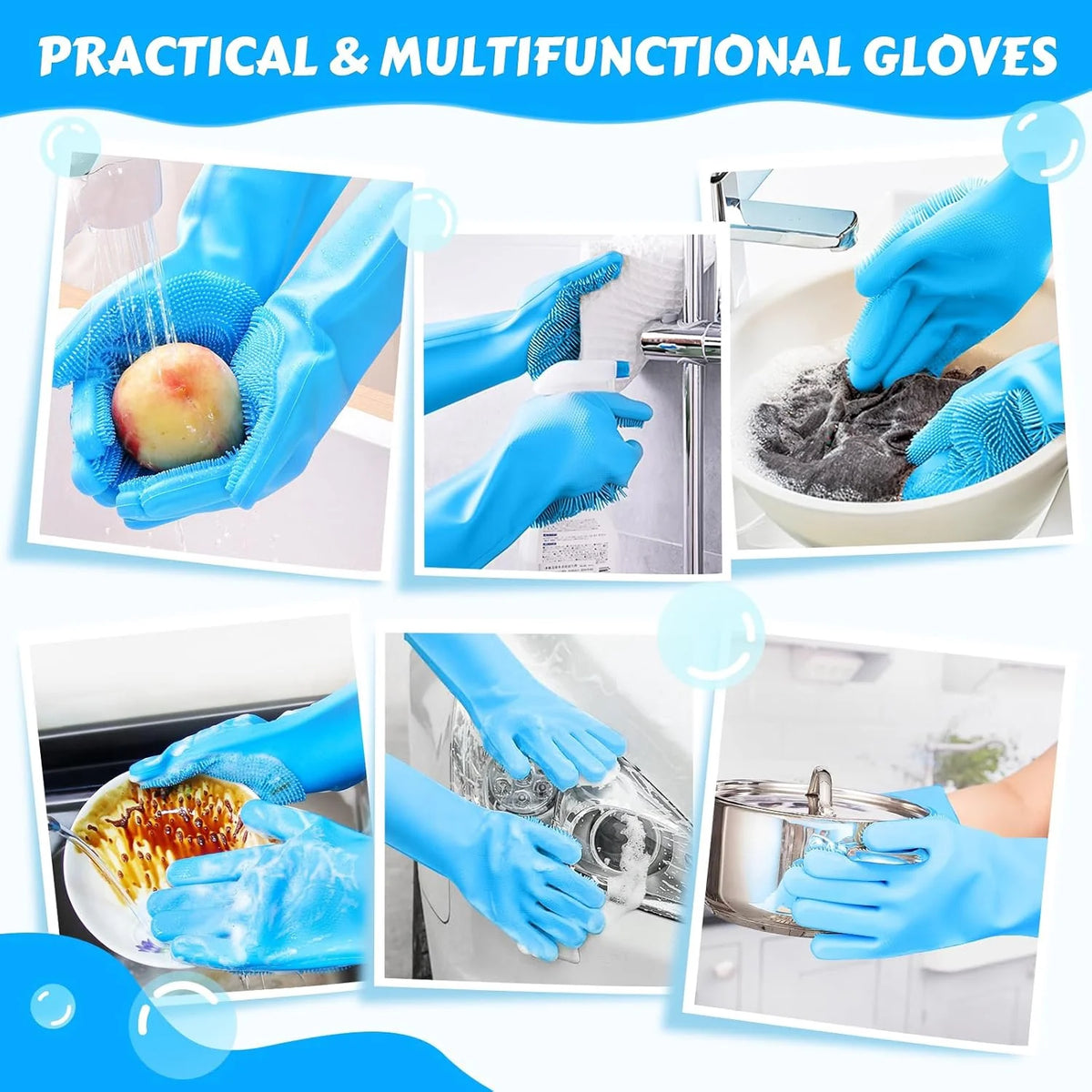 Dog Washing Gloves and Dog Bath Brush, 4 Pcs Pet Shower Set for Dogs, Cats, Bath Massage and Pet Grooming