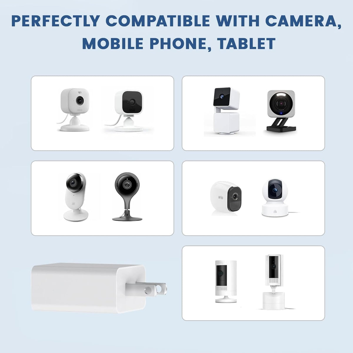 3 * 5V 2A Power Adapter for Outdoor Wyze V1 V2 V3 V4 Nest Cam Blink Mini | for Ring Spotlight, Ring Stick up Cam, Kasa, Google Nest, Indoor, Arlo Pro Cam Security Camera Wall Charger