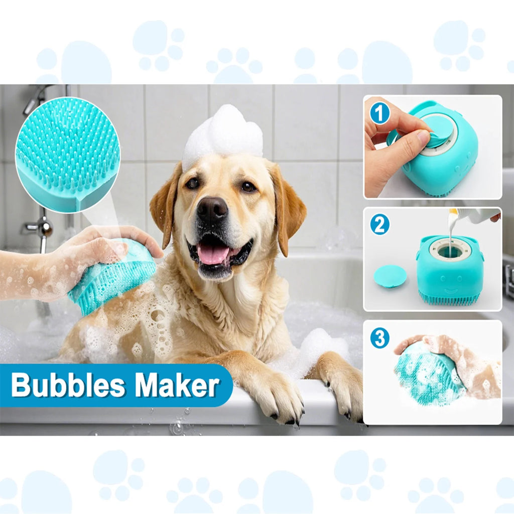 Dog Washing Gloves and Dog Bath Brush, 4 Pcs Pet Shower Set for Dogs, Cats, Bath Massage and Pet Grooming