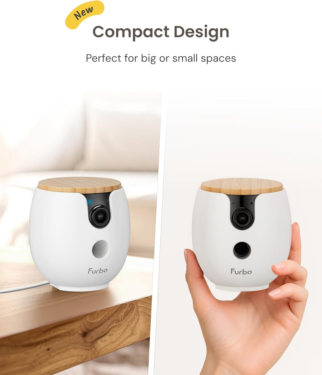 Mini 360° Pet Camera [No Monthly Fee] | Clear 2K QHD Video, 360° Rotating View, Barking/Meowing Alerts, 2-Way Audio, Color Night Vision, Pet Monitoring, No AI Alerts