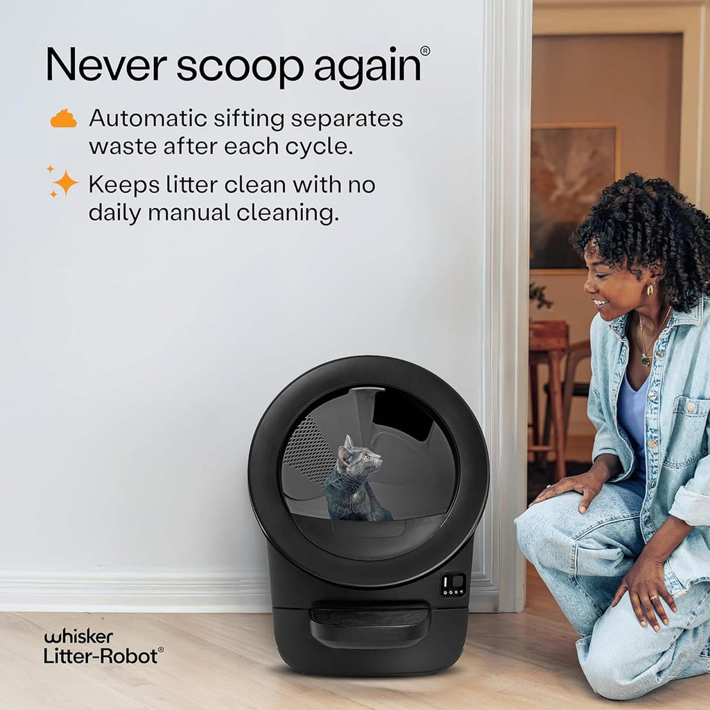 Litter-Robot EVO by , Black - Automatic Self-Cleaning Cat Litter Box, Compact Space-Saving Design, Advanced Odor Control, Works with Any Clumping Litter, care 1-Year Warranty | Automatic Self-Cleaning Cat Litter Box, Compact Space-Saving Design, Advanced Odor Control, Works with Any Clumping Litter