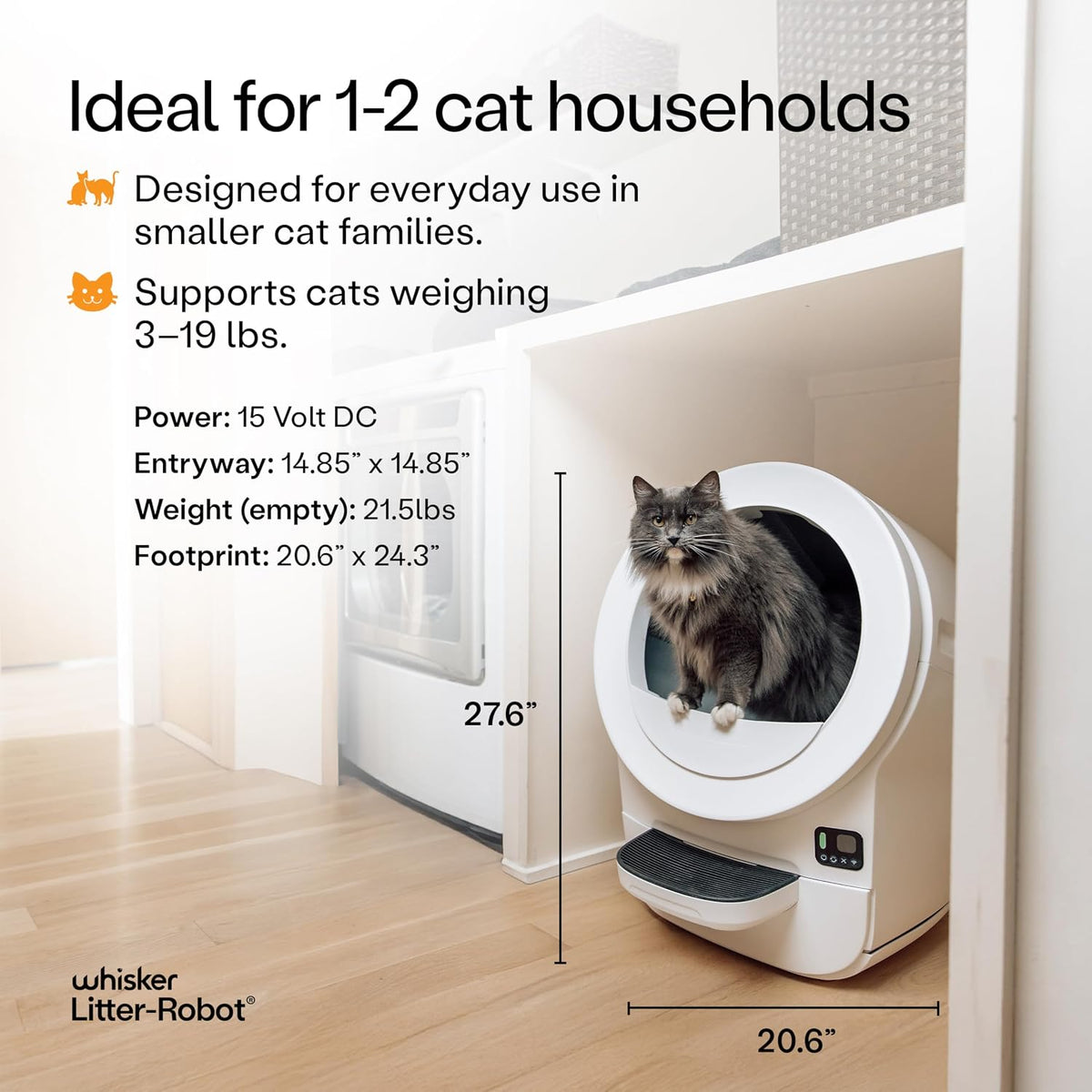 Litter-Robot EVO by , White - Automatic Self-Cleaning Cat Litter Box, Compact Space-Saving Design, Advanced Odor Control, Works with Any Clumping Litter, care 1-Year Warranty | Automatic Self-Cleaning Cat Litter Box, Compact Space-Saving Design, Advanced Odor Control, Works with Any Clumping Litter
