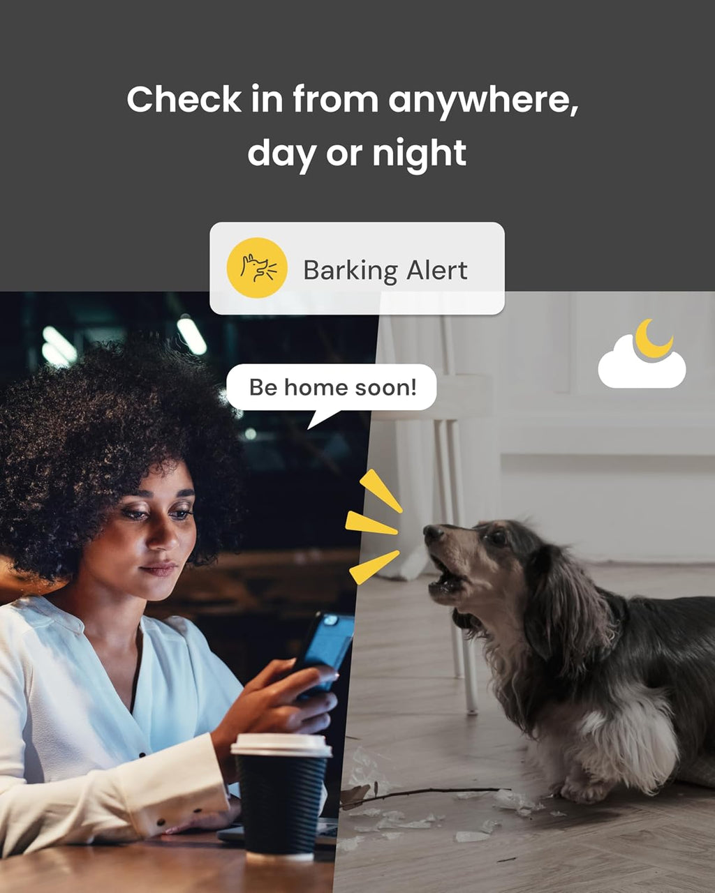 360° Dog Camera [No Monthly Fee] | 360° Rotating Live View, Barking Alerts, Treat Toss, 2-Way Audio, Night Vision, Smart Home Puppy Monitoring, No AI Alerts