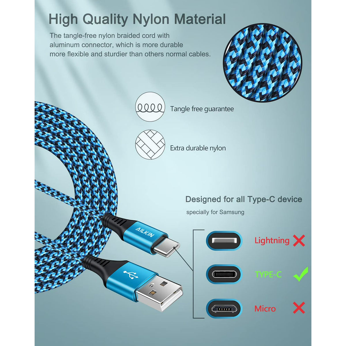 USB C Charging Cables 6 Ft,Type C USB Cables 6Ft-4Pack, USB Type C to USB a Cable Android Type C Charger Fast Charging Cords USB-C Phone Cables,Multicolor