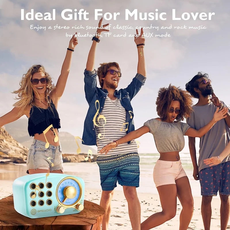 Retro Bluetooth Speaker, Vintage Radio Speaker, Vintage Decor, Strong Bass Enhancement, Loud Volume, FM Radio, AUX/TF Card & MP3 Player(Blue)