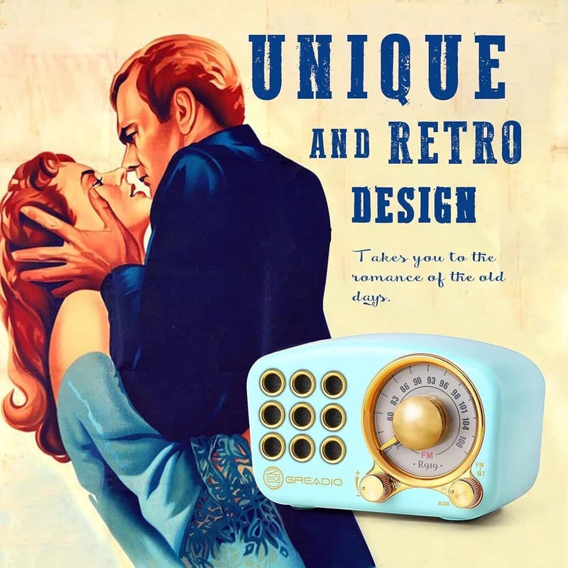 Retro Bluetooth Speaker, Vintage Radio Speaker, Vintage Decor, Strong Bass Enhancement, Loud Volume, FM Radio, AUX/TF Card & MP3 Player(Blue)